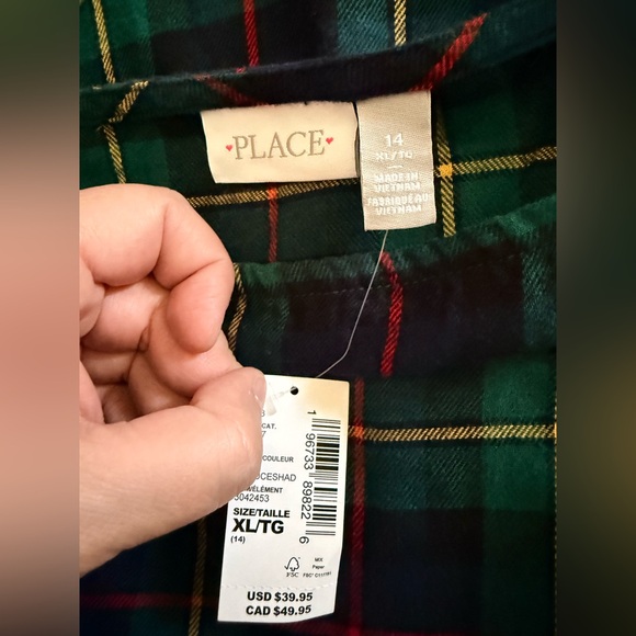 The Children’s Place Girls Matching Family Plaid Flannel Tiered Dress - Green - Picture 7 of 12